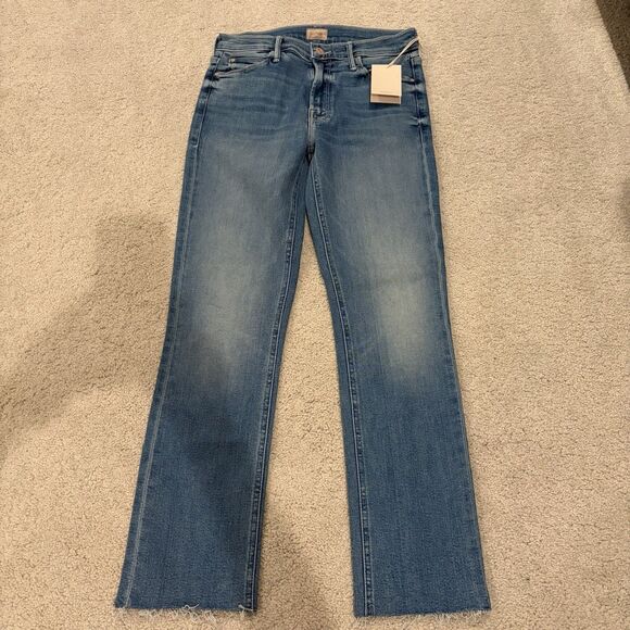 NWT MOTHER Midrise Dazzler Ankle Fray Riding The Cliffside Jeans Denim Women 26 - Picture 3 of 12